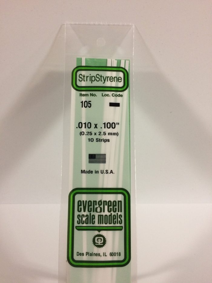 Evergreen 105 strip 0.25x2.5