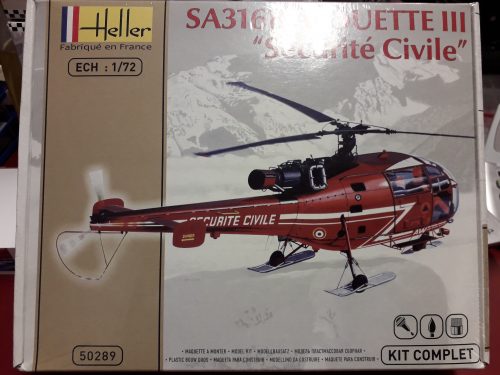 Heller 50289 SA316B Alouette III Securite Civile incl lijm kwastje verf
