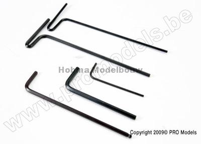 Hex wrenches; 1.5mm, 2mm, 2.5mm, 3mm,
