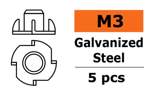 Inslagmoer, M3, Gegalvaniseerd staal (5st)