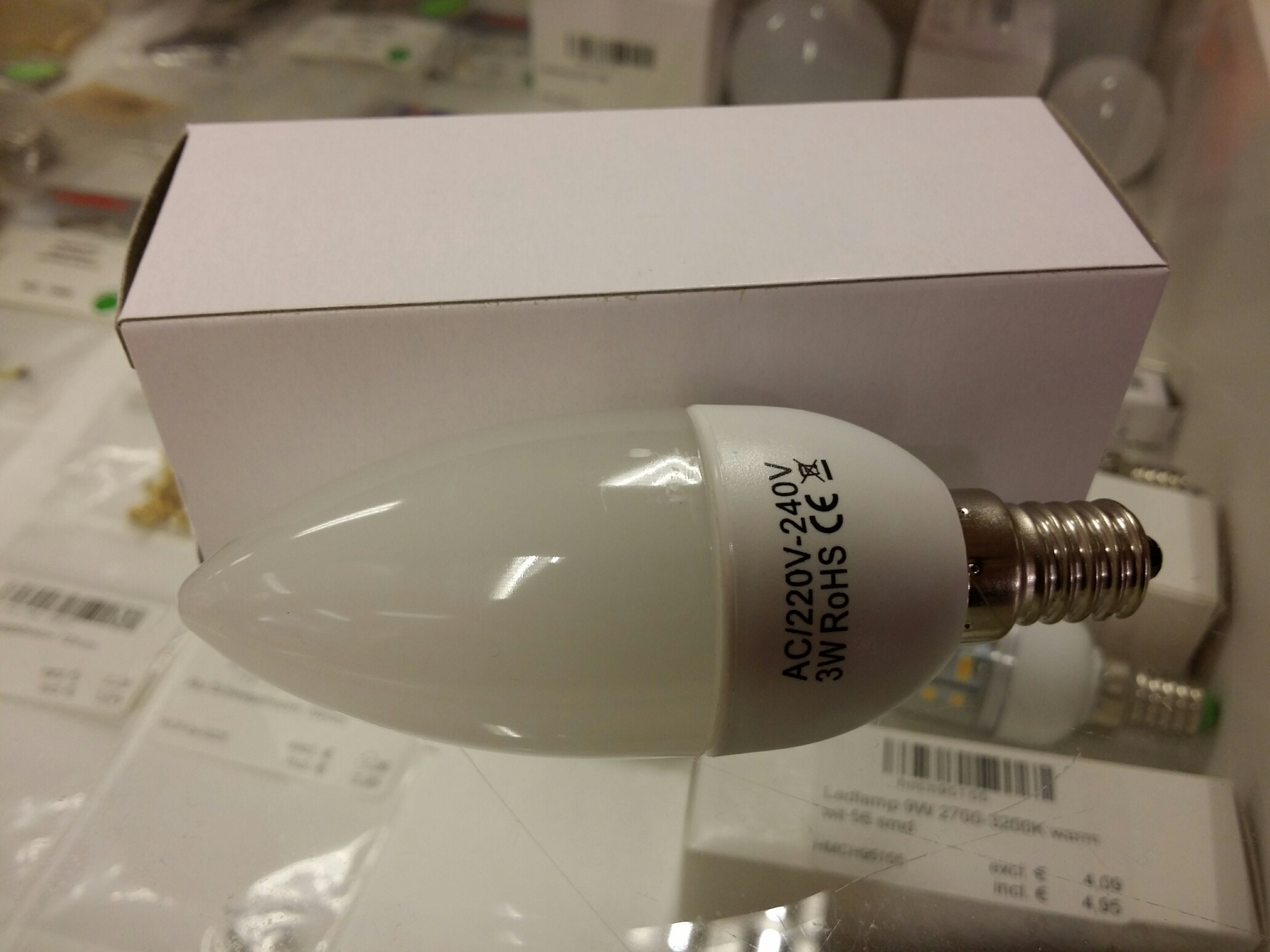 Ledlamp E14 3W warm wit kaarsmodel
