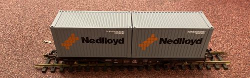 Stoom en Spoor Containerwagen NS Cargo 2x20 voet met container , voor de LGB baan