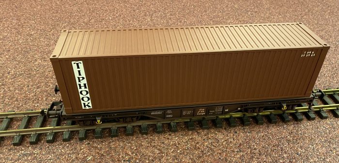 Stoom en Spoor Containerwagen NS Cargo 40 voet met container Tiphook, voor de LGB baan