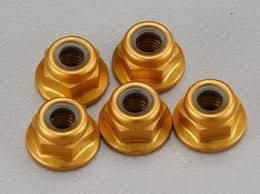 Tamiya 53161 4mm anodized aluminium flange lock nuts gold