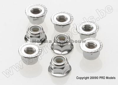 Traxxas 3647 Nuts, 4mm flanged nylon locking (steel)
