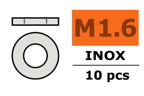 Vlakke sluitring, M1,6, Inox (10st)