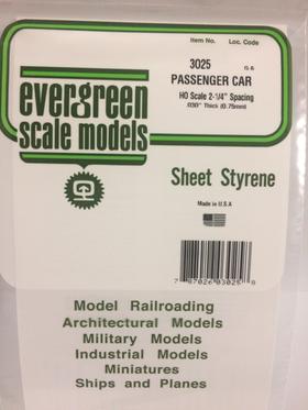 evergreen 3025 HO pass. car siding