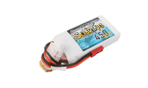 Gens Ace Soaring 450mAh 7.4V 30C 2S1P Lipo Battery Pack with JST-SYP Plug