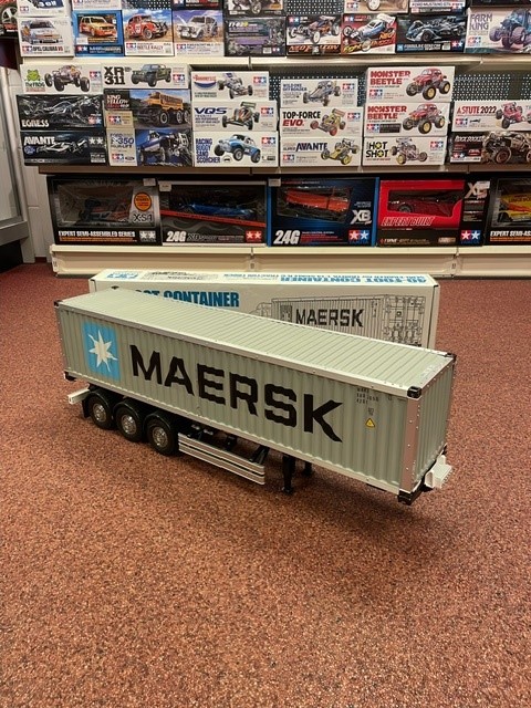 Gebruikte Tamiya 56362 Maersk 3 Assige container trailer met doos